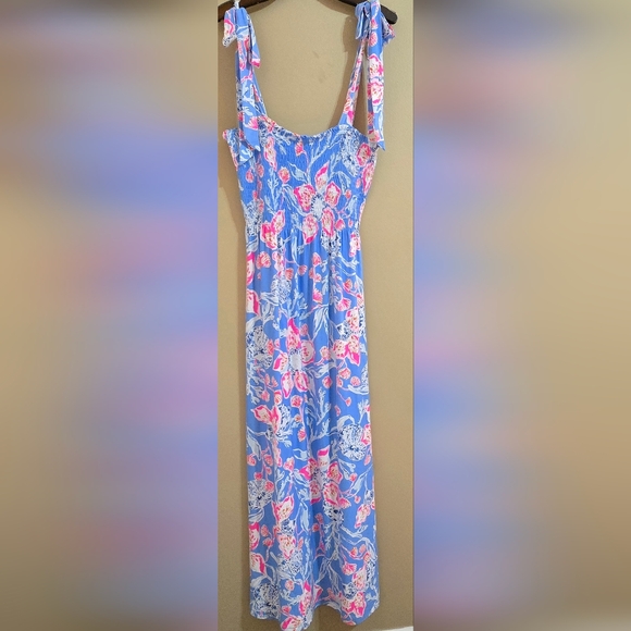 NWT Lilly Pulitzer Kailua Smocked Maxi Dress Multi Bahamian Rhapsody Large - Picture 9 of 11